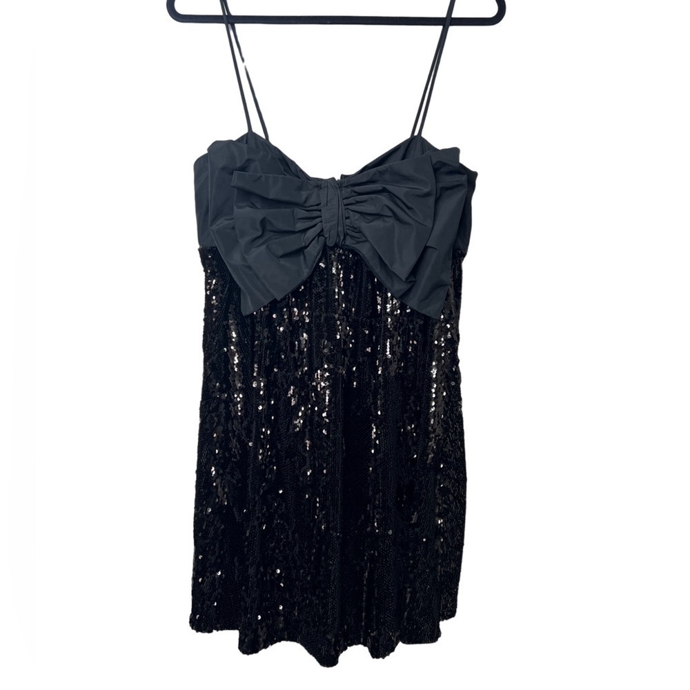 Zara Black Bow Sequin Dress Size M - Picture 3 of 7